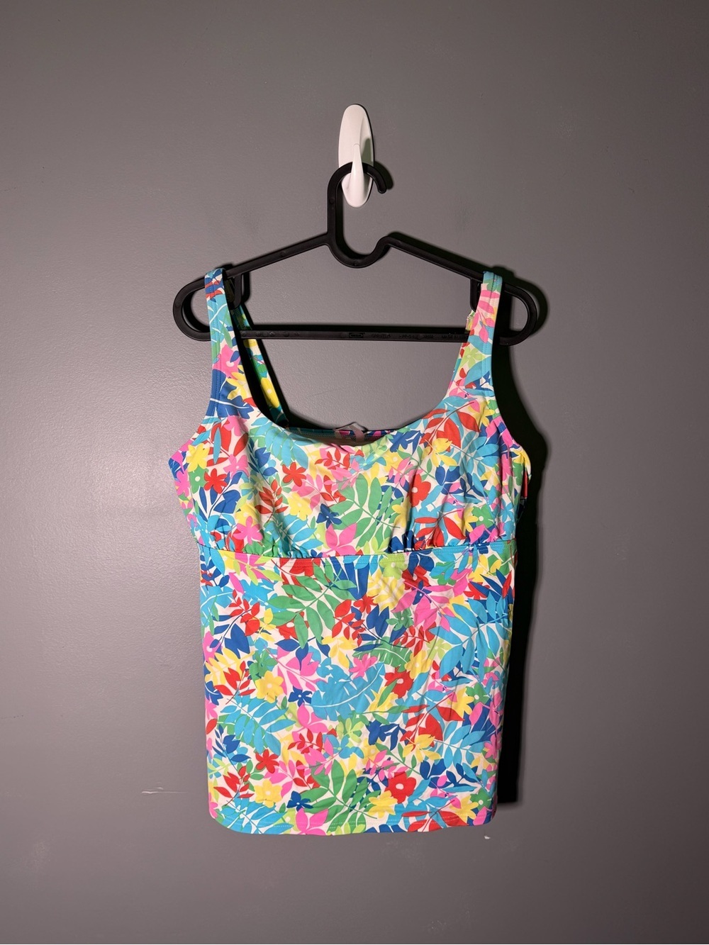Lands End Square Neck Floral Tankini Top Size 14